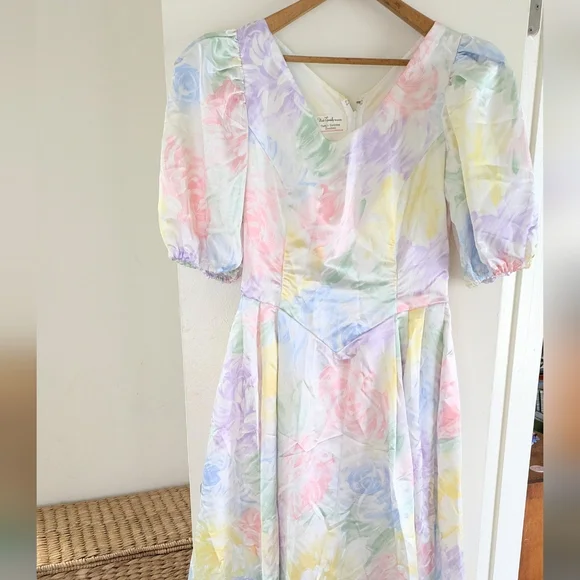Handmade OOAK Vintage Floral Pastel Impressionist Maxi Dress - Picture 8 of 15